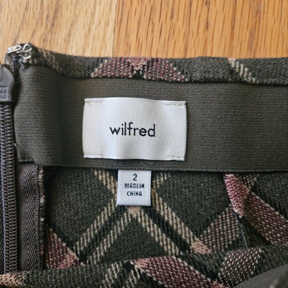 Aritzia Wilfred Green Plaid Wool Miniskirt 2 - Picture 2 of 2